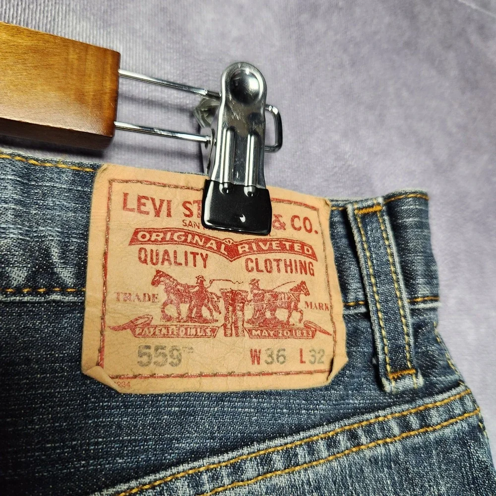 Levis 559 Relaxed Straight Jeans Mens 36x32 Blue Denim Medium‎ Wash 100% Cotton